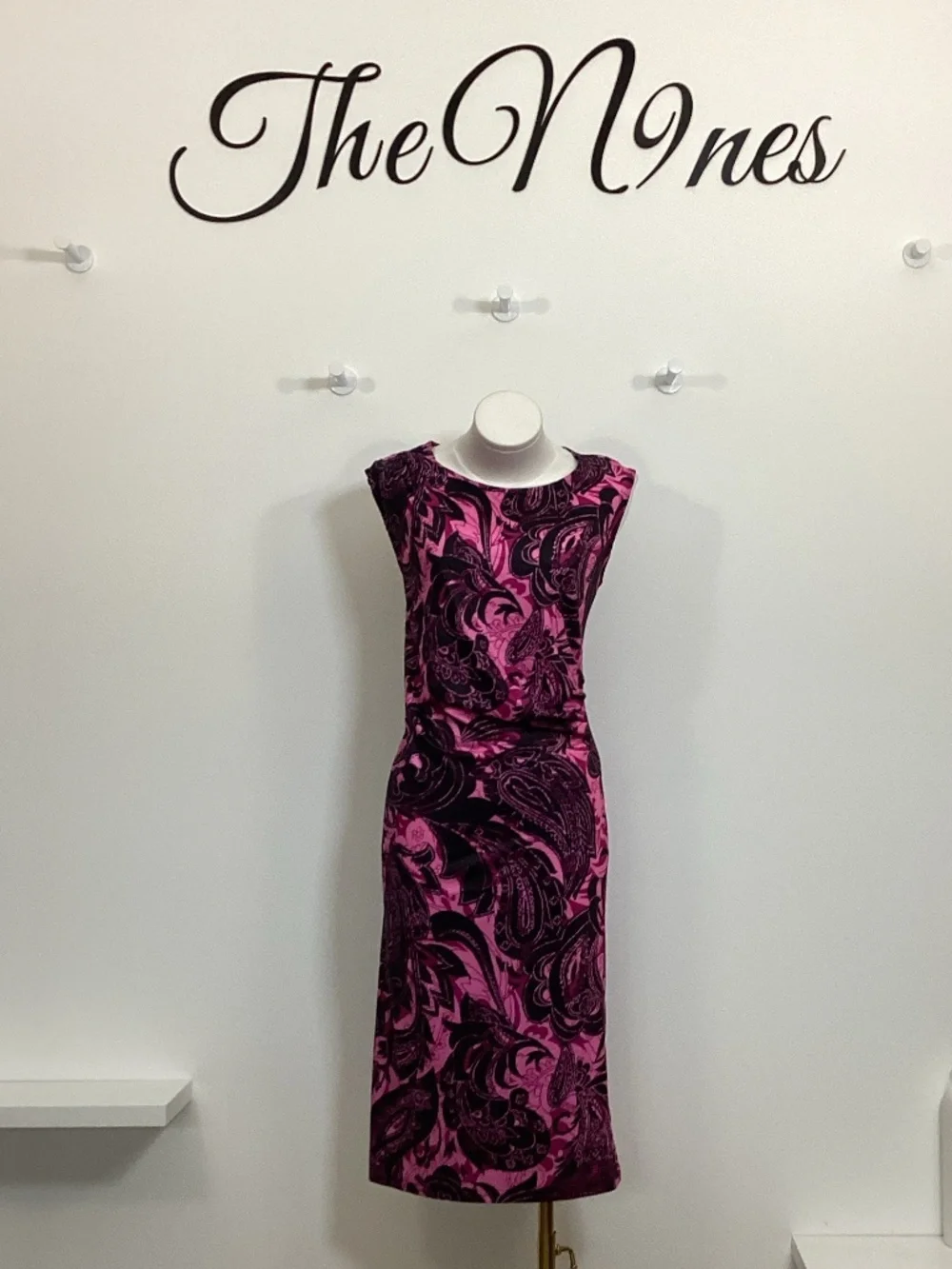 Kate & Mallory Pink, Purple and Black Sheath Dress w/ Side Ruching XL EUC